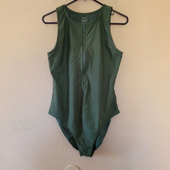 Quince Other - QUINCE Italian Zip-Front One-Piece Green Swimsuit Size Xl Beach Cruise Vacation